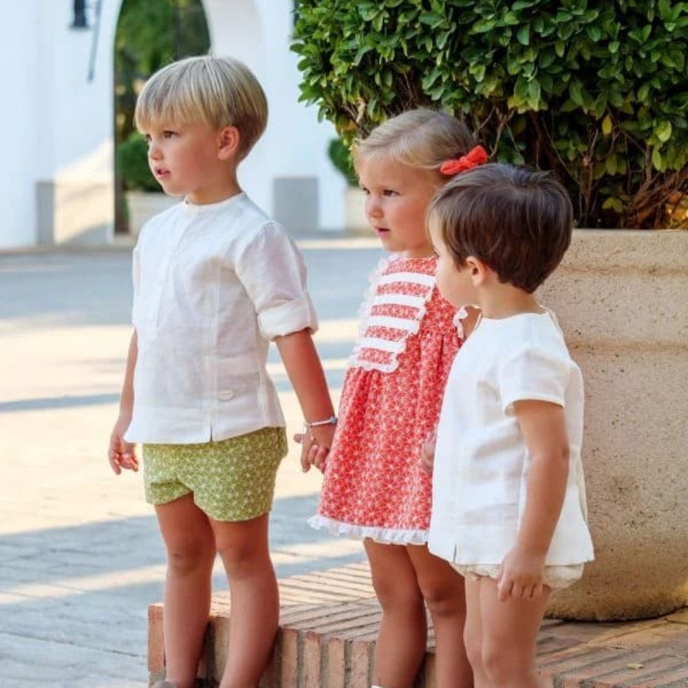 Conjunto vestido y braguita niña salmón
