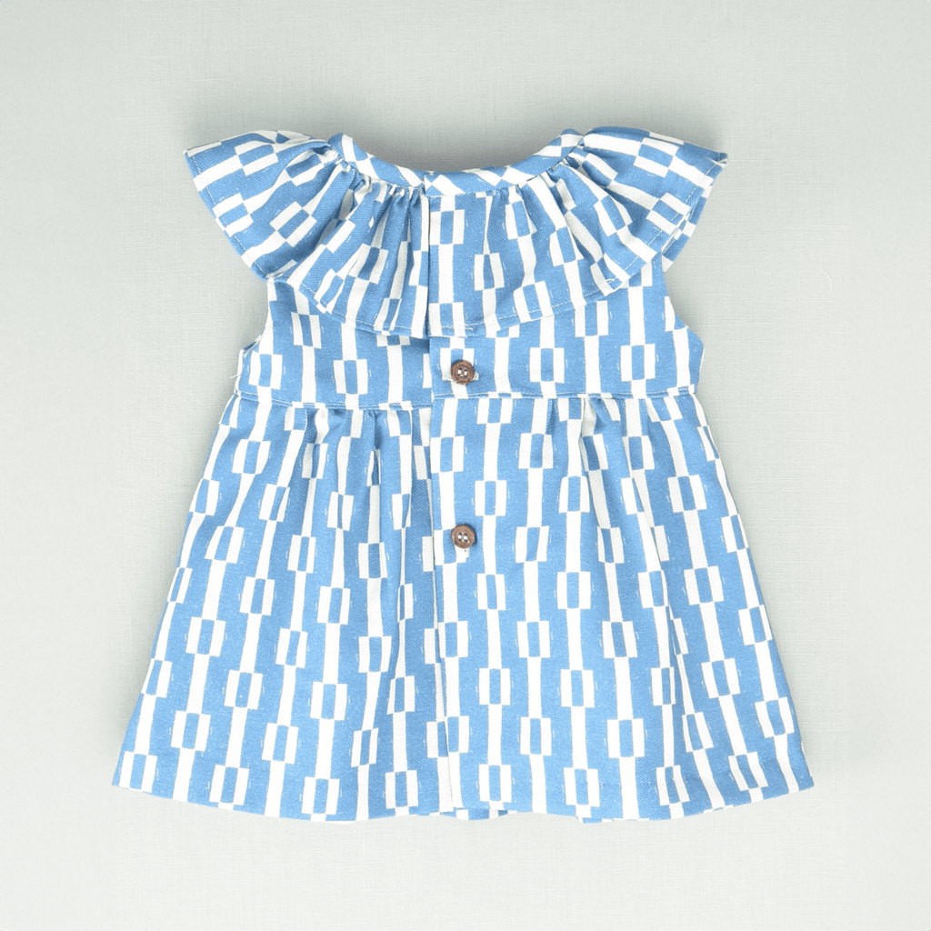 Vestido geométrico azul bebé niña | Cocote by Charanga