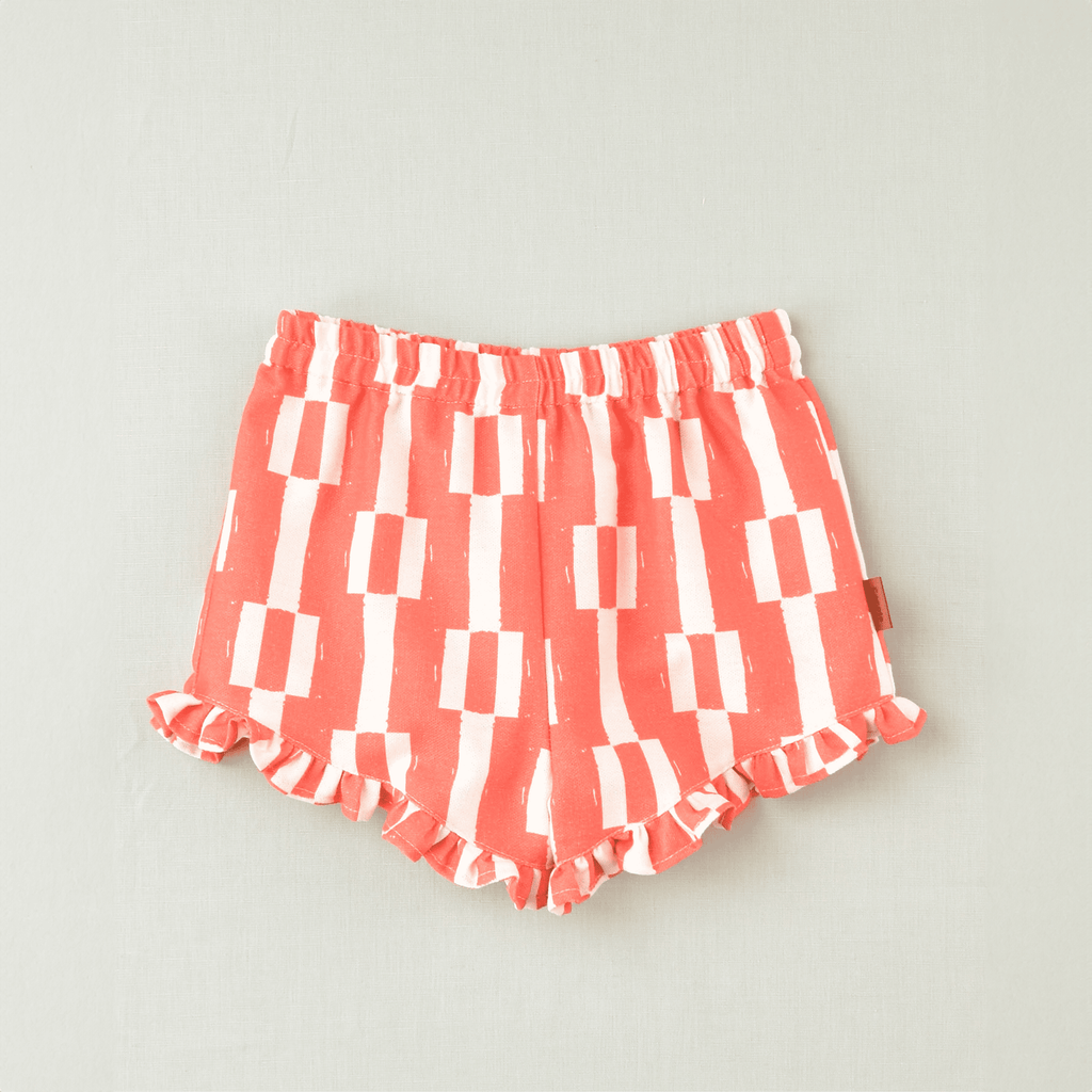 Pantalón corto niña geométrico rojo