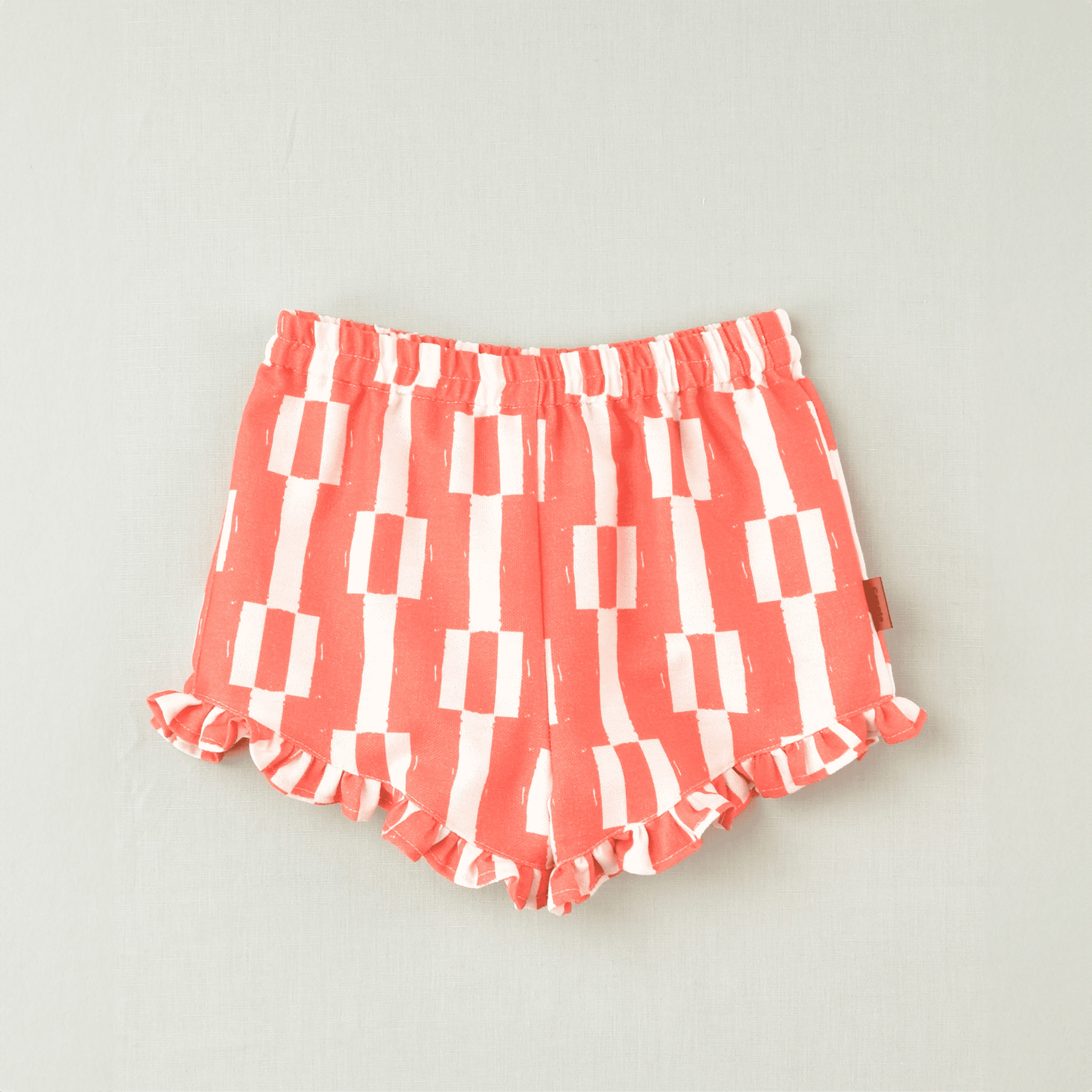 Pantalón corto niña geométrico rojo