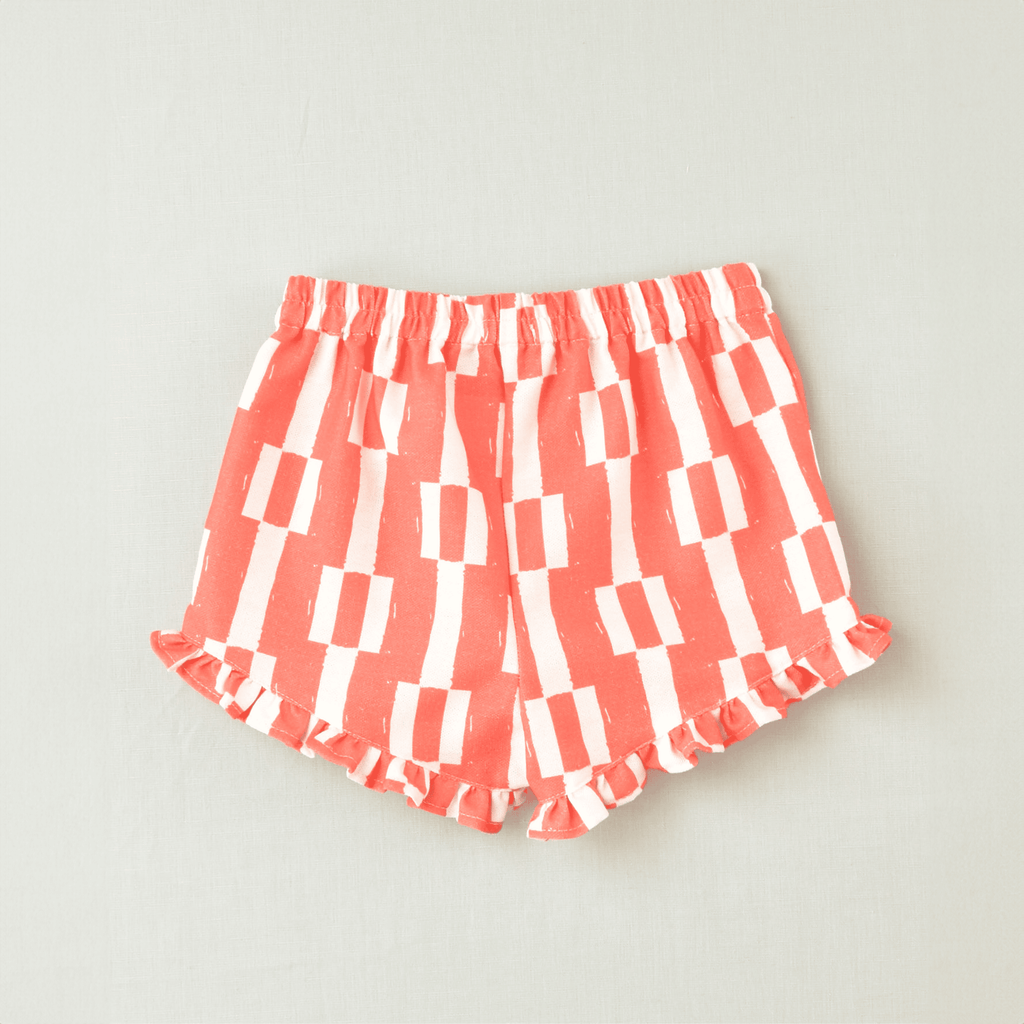 Pantalón corto niña geométrico rojo