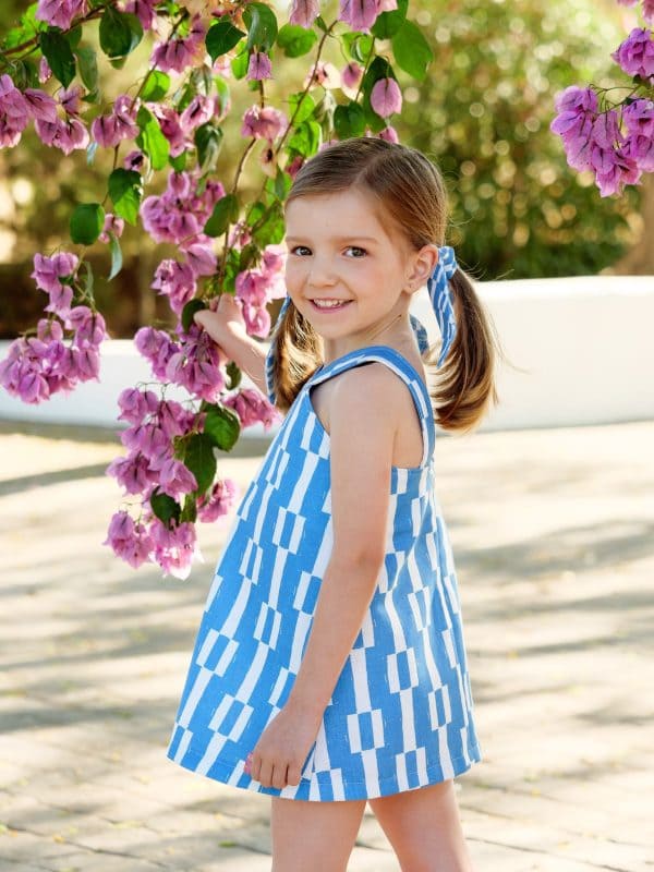 Vestido geométrico azul bebé niña | Cocote by Charanga