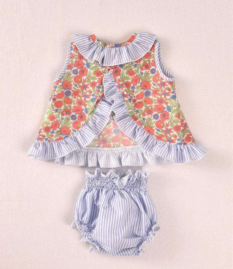 Conjunto bebé niña floral con cubrepañal | Cocote by Charanga