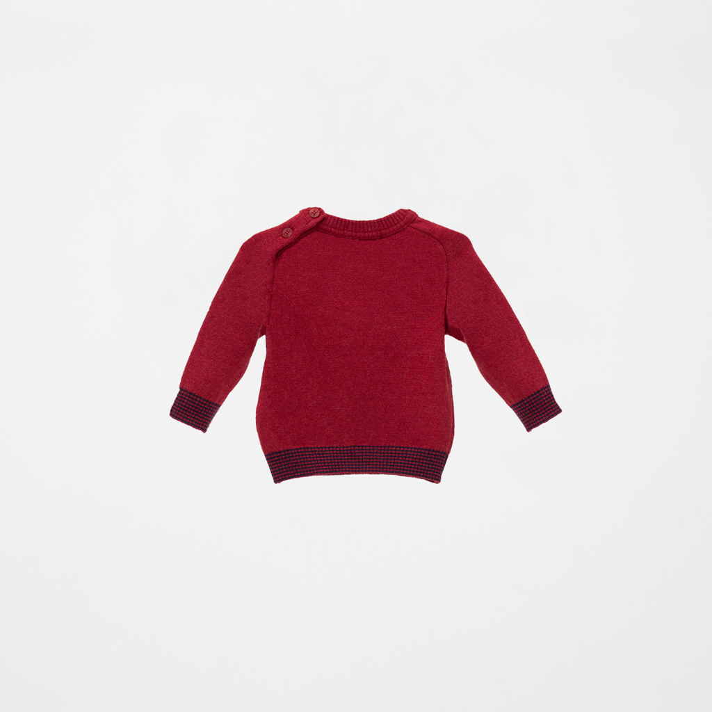 Jersey rojo de punto bebé vista trasera sobre fondo blanco Charanga