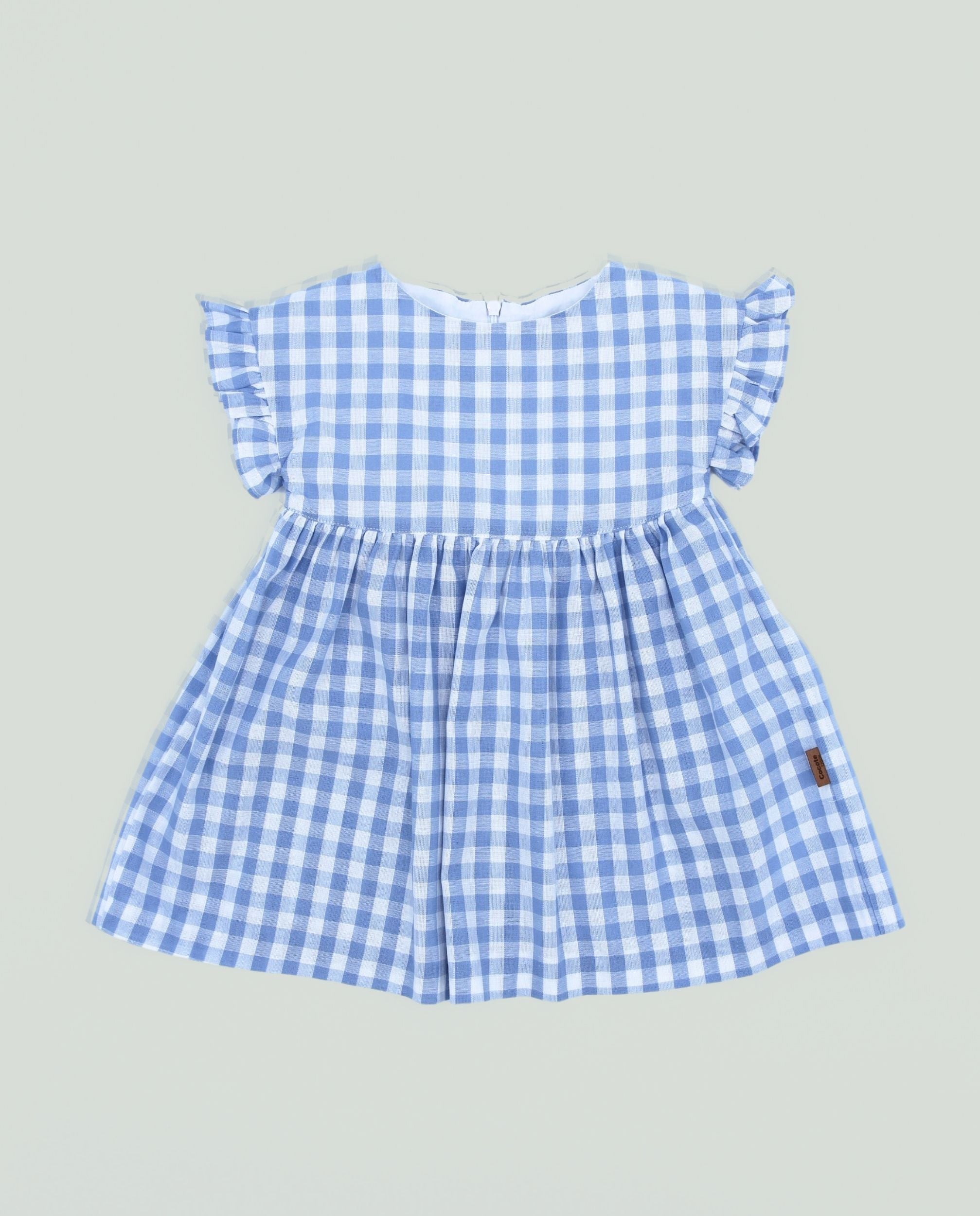 Vestido cuadros vichy celeste niña | Cocote x Charanga