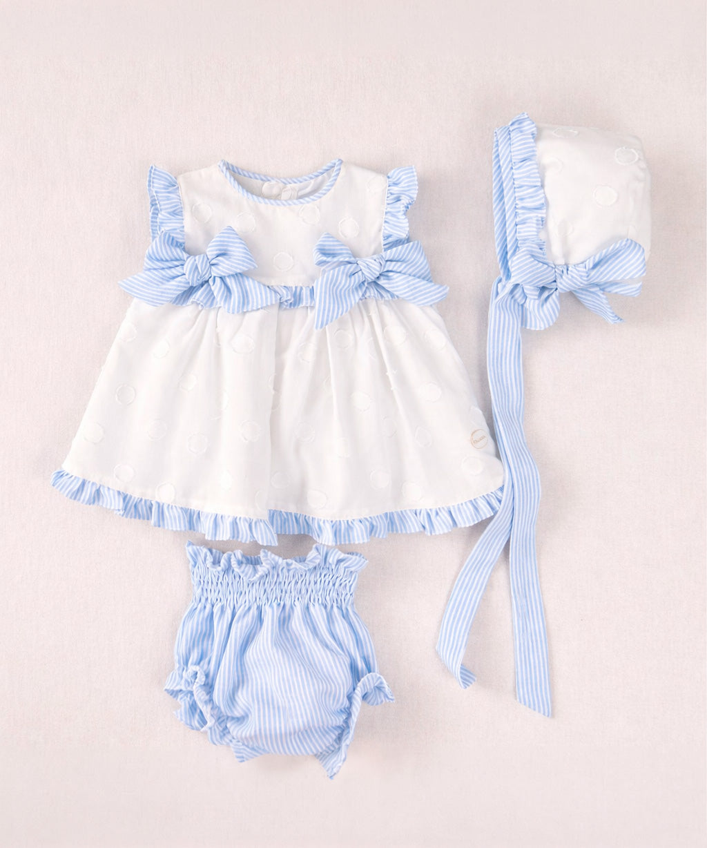 Conjunto bebé niña blanco con braguita y capota | Cocote by Charanga