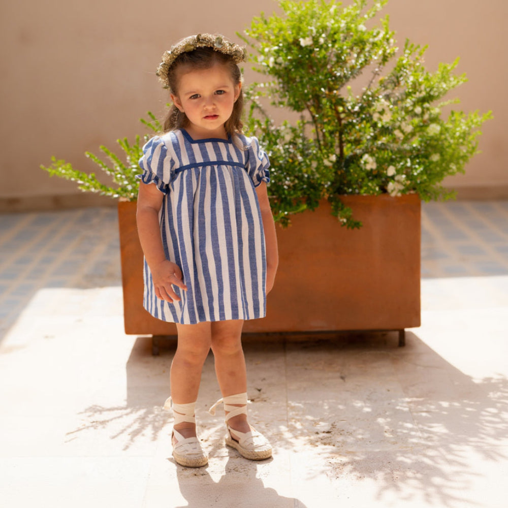 Conjunto bebé vestido y braguita rayas azul | Cocote by Charanga