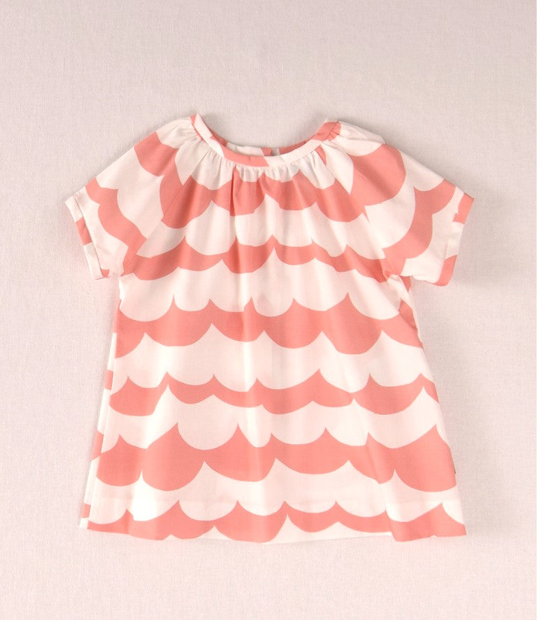 Vestido bebé niña ondas salmón | Cocote by Charanga