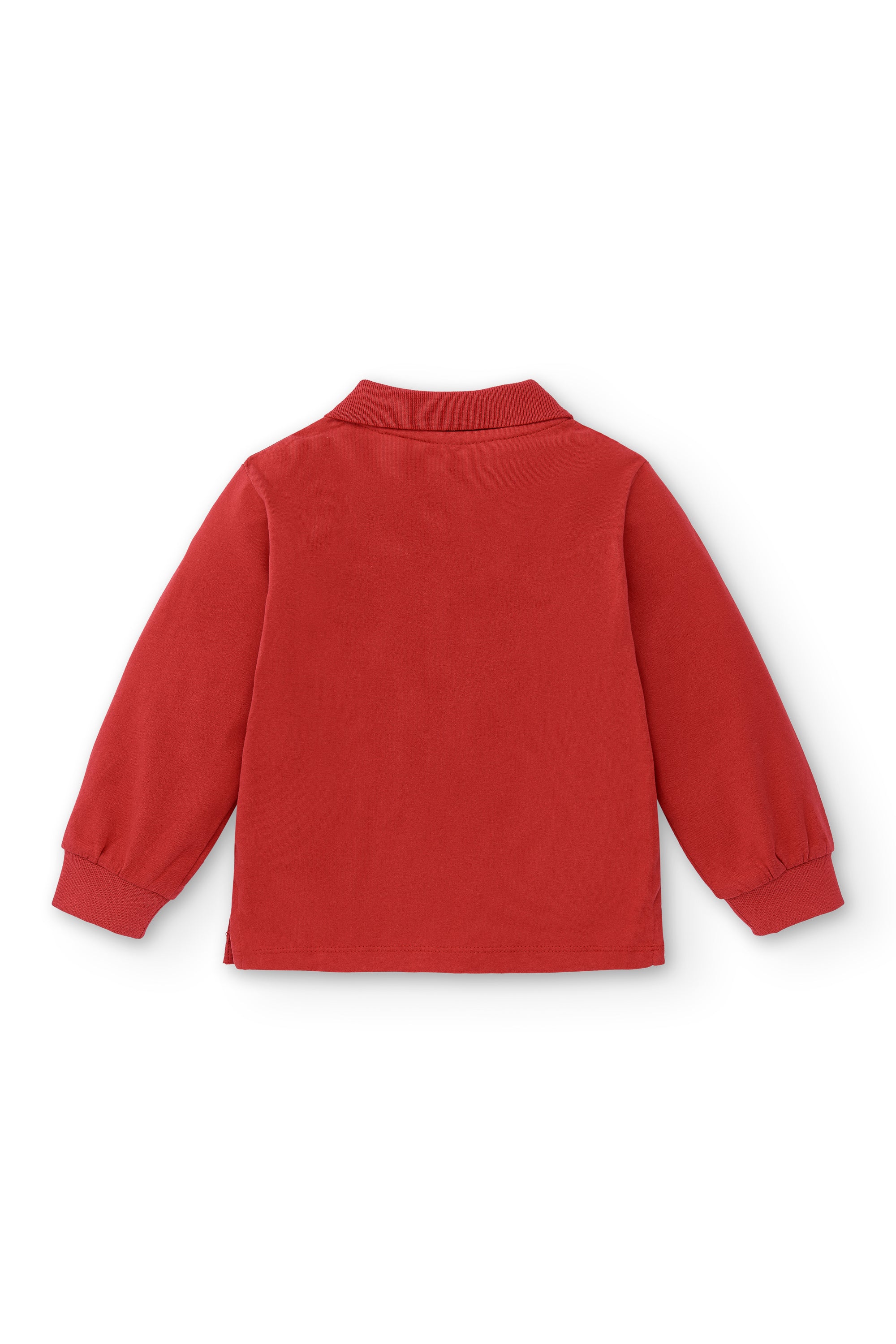 Polo rojo niño – detalle de tejido y mangas