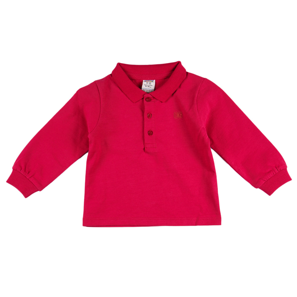 Polo de manga larga de bebé rojo básico