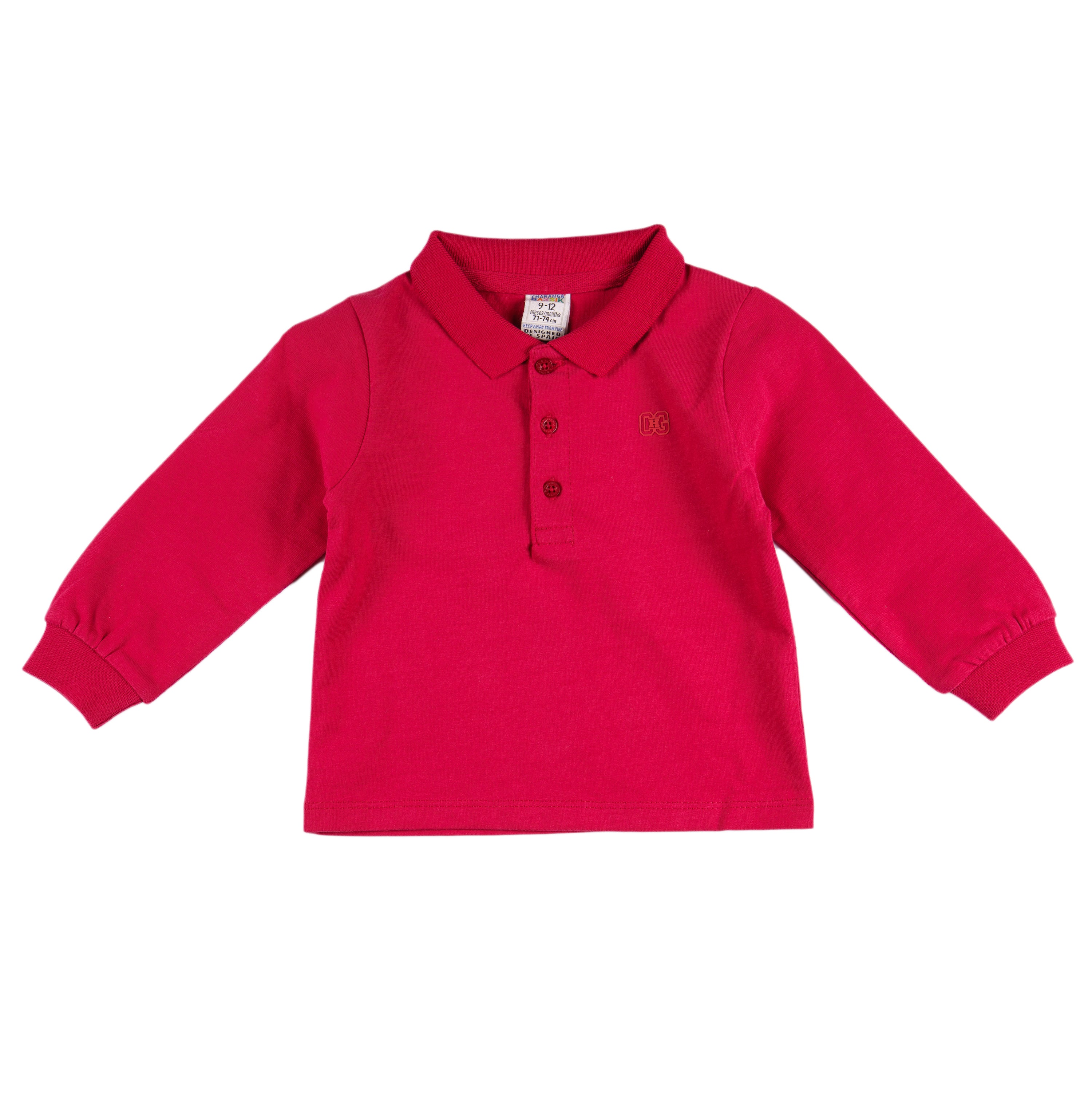 Polo de manga larga de bebé rojo básico