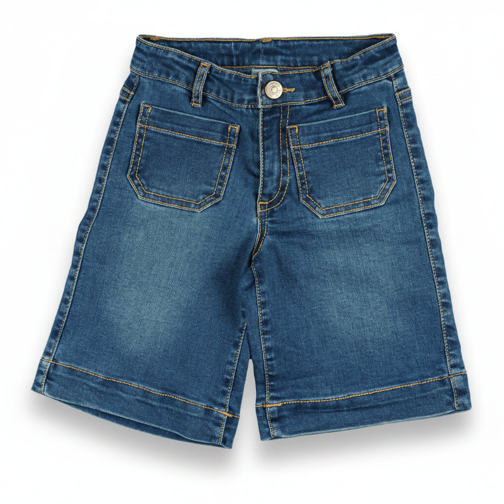 detalle delantero pantalón tejano niña azul