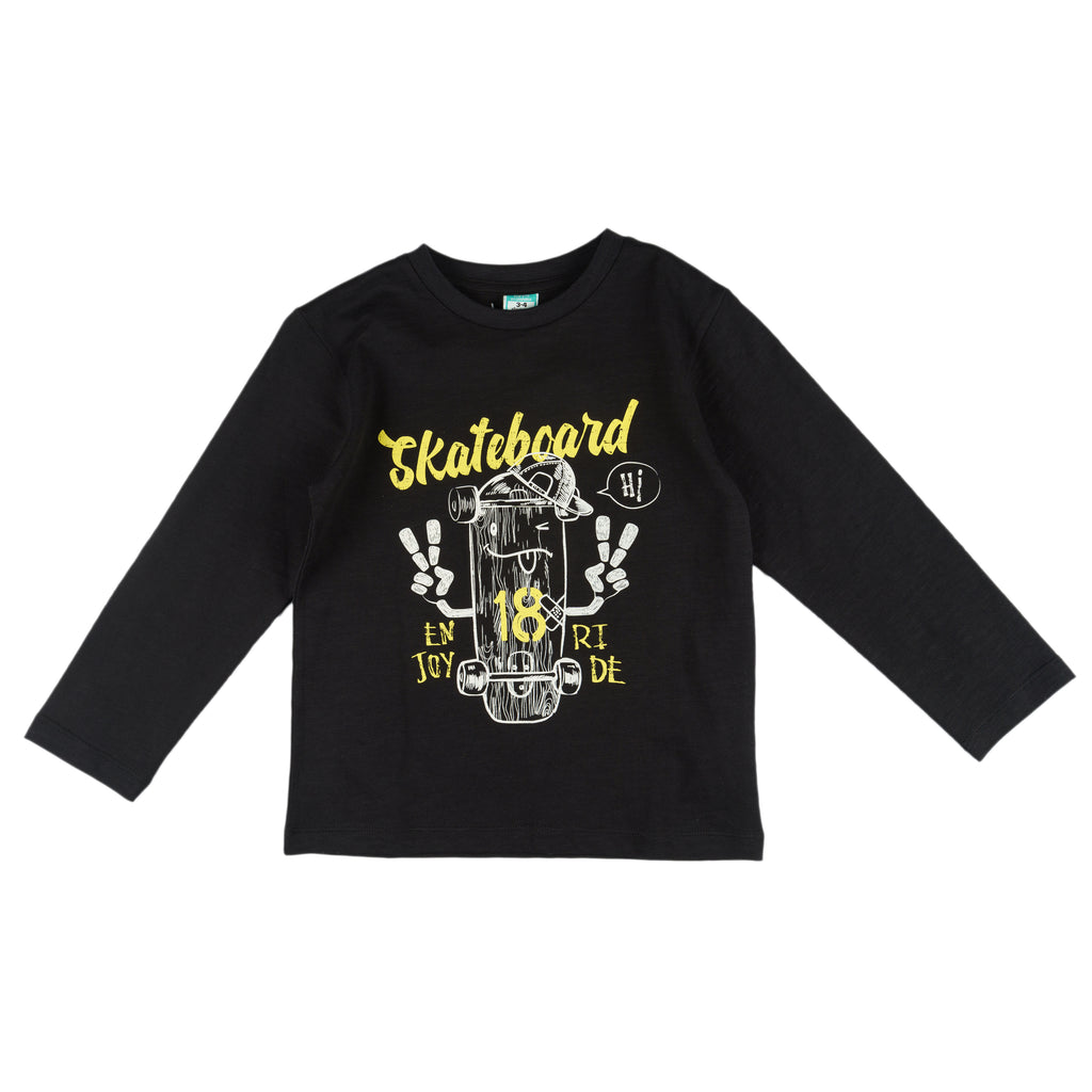 Camiseta niño manga larga negra skate divertida