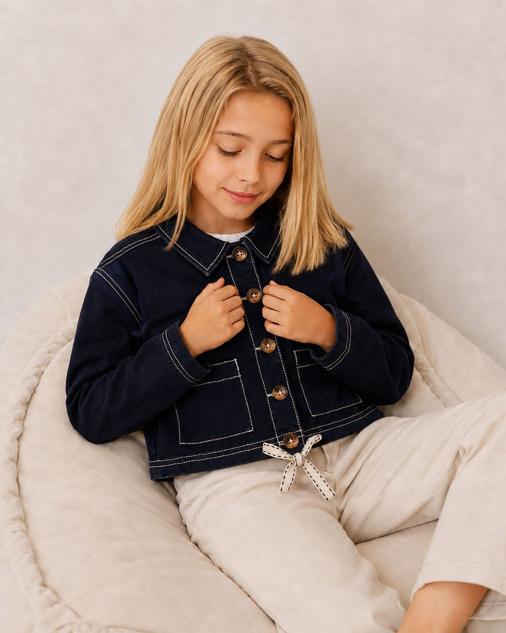 Chaqueta niña marino botones