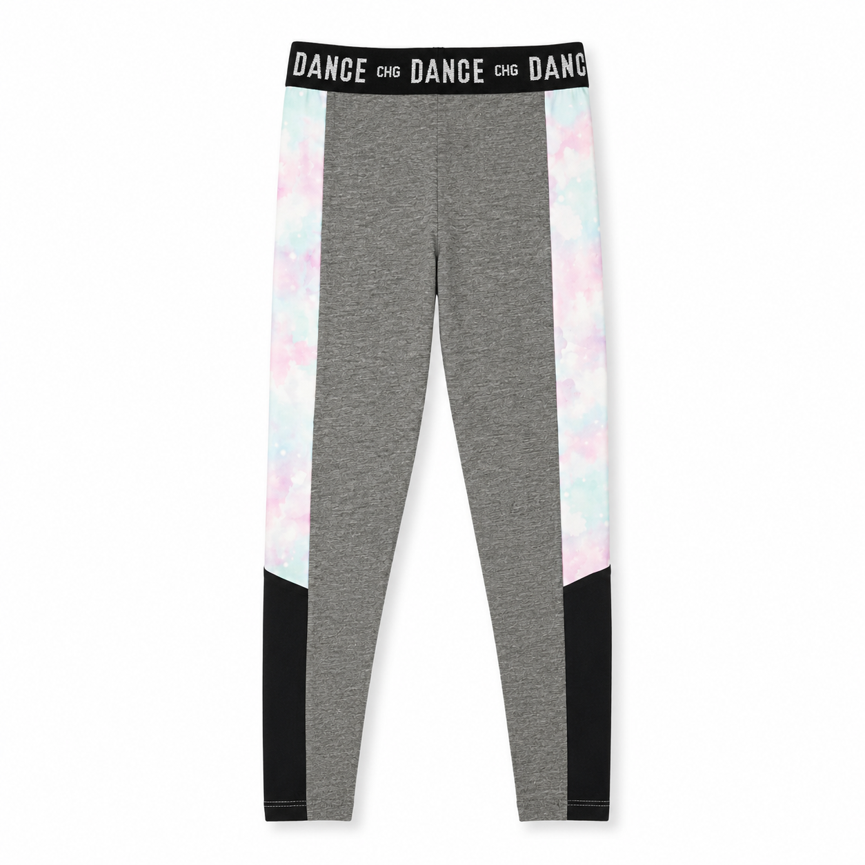 Legging largo niña gris con panel tie dy