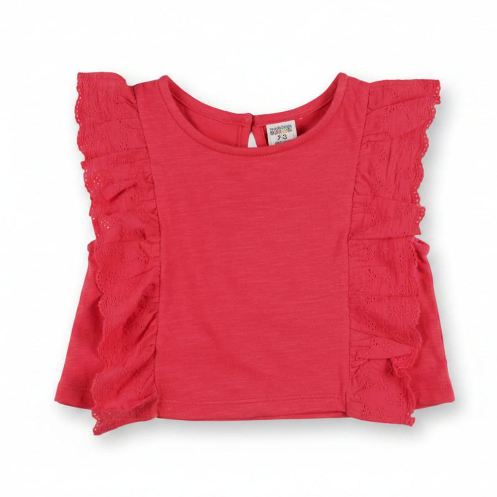 Camiseta niña roja con volantes