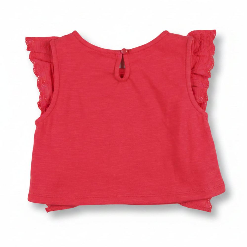 Camiseta niña roja con volantes