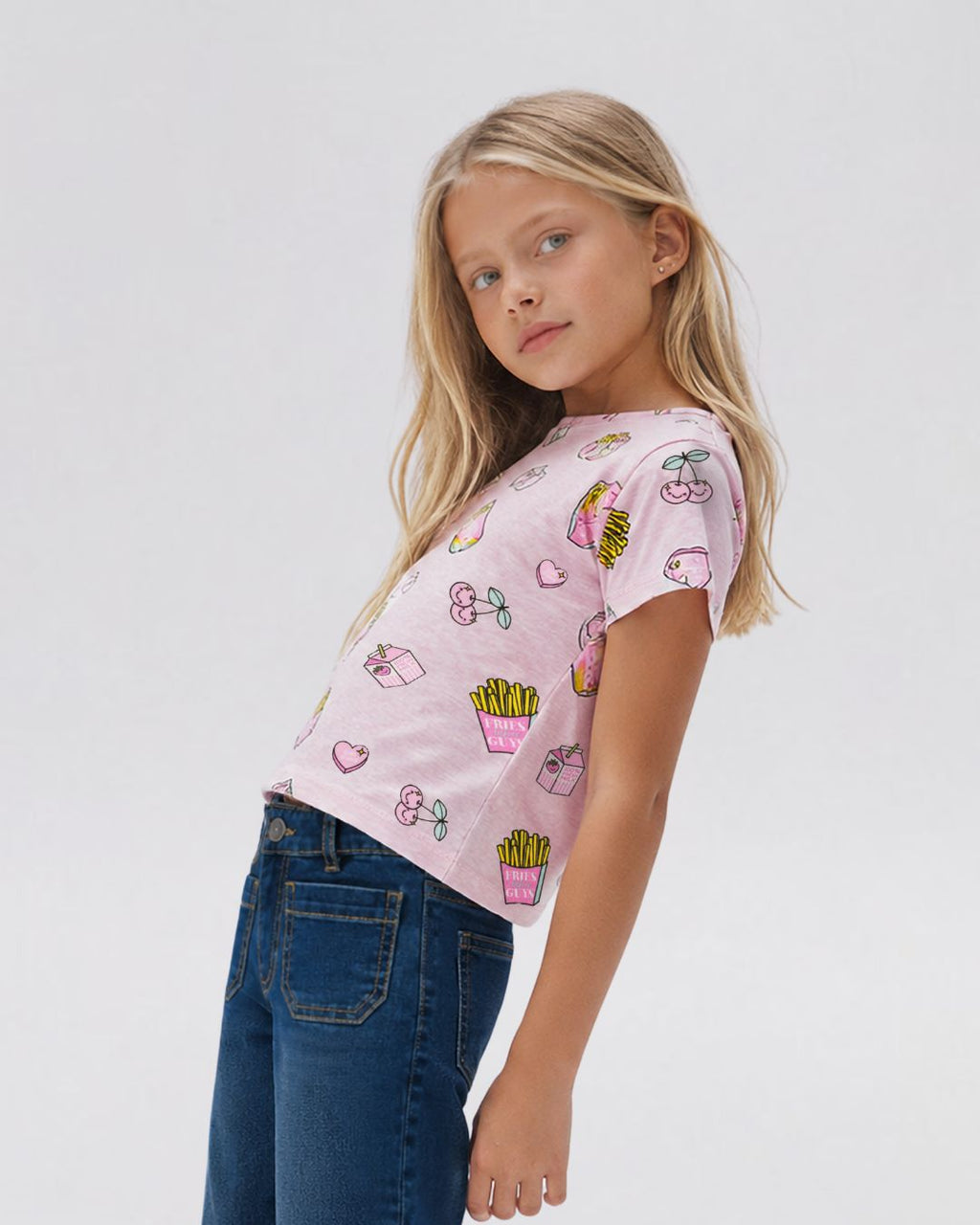 Camiseta niña rosa fast food