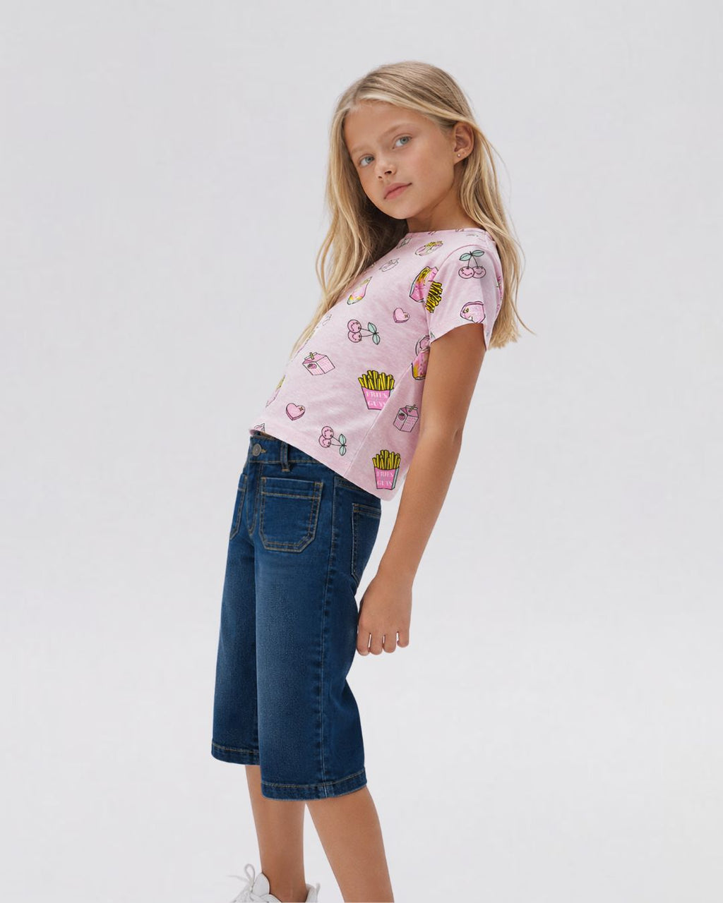 Camiseta niña rosa fast food