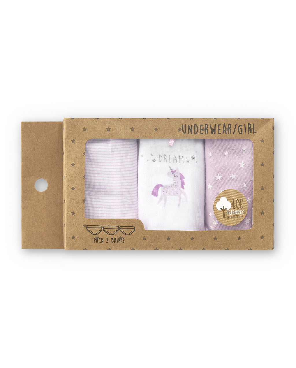 Pack 3 braguitas niña unicornio