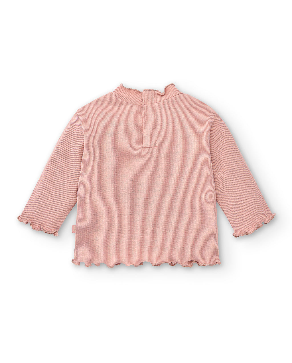 Camiseta manga larga de bebé básica rosa con cuello