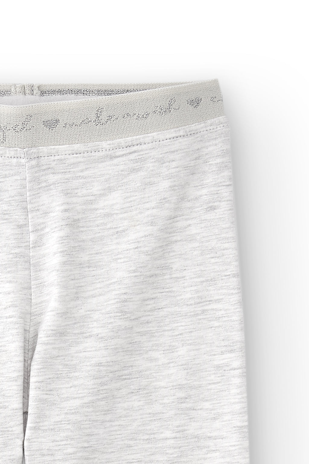 detalle tejido de punto elástico legging niña gris
