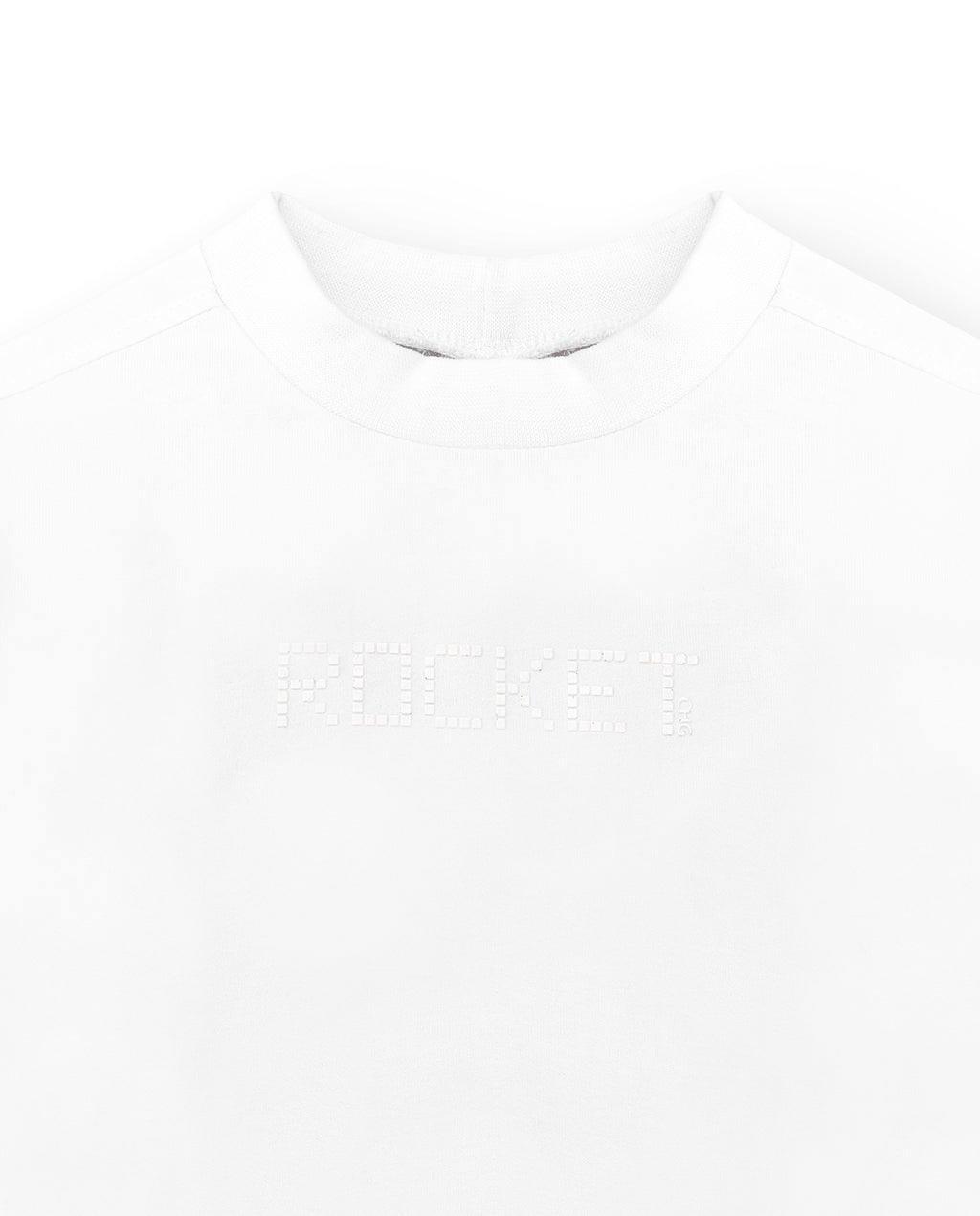 Camiseta algodón manga larga de niño cuello alto blanca