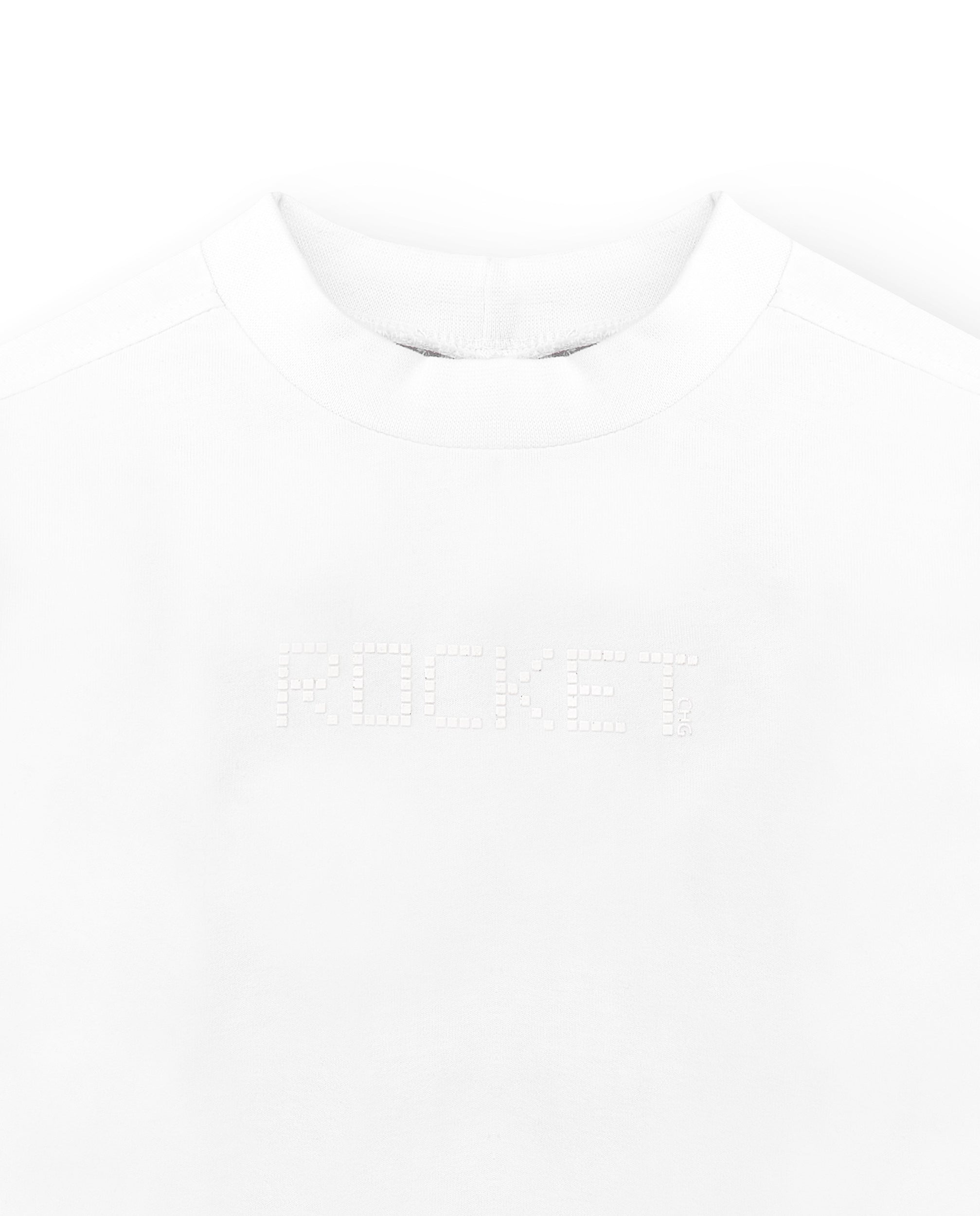 Camiseta algodón manga larga de niño cuello alto blanca