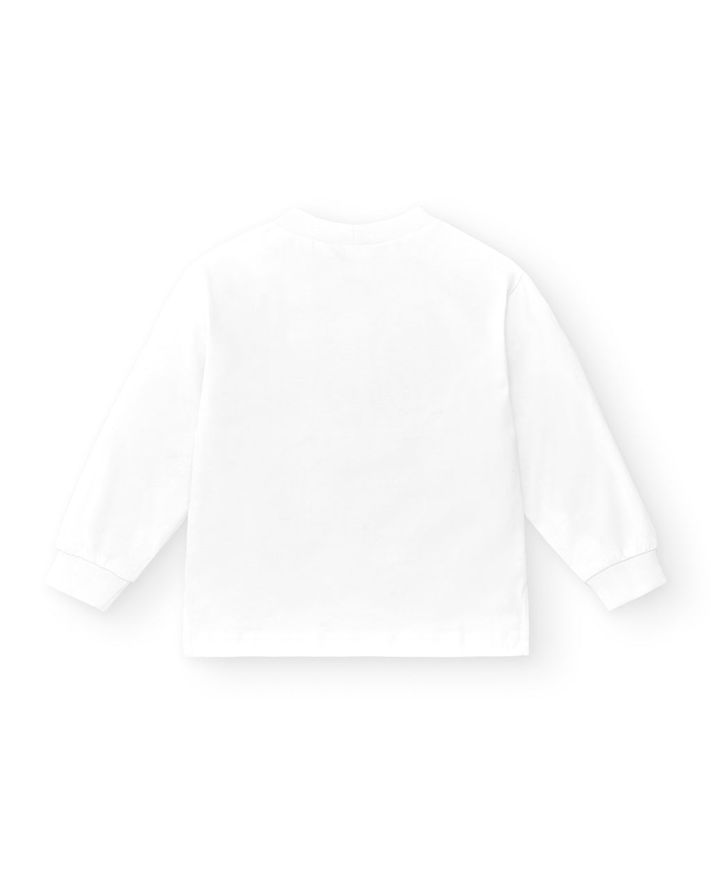 Camiseta algodón manga larga de niño cuello alto blanca