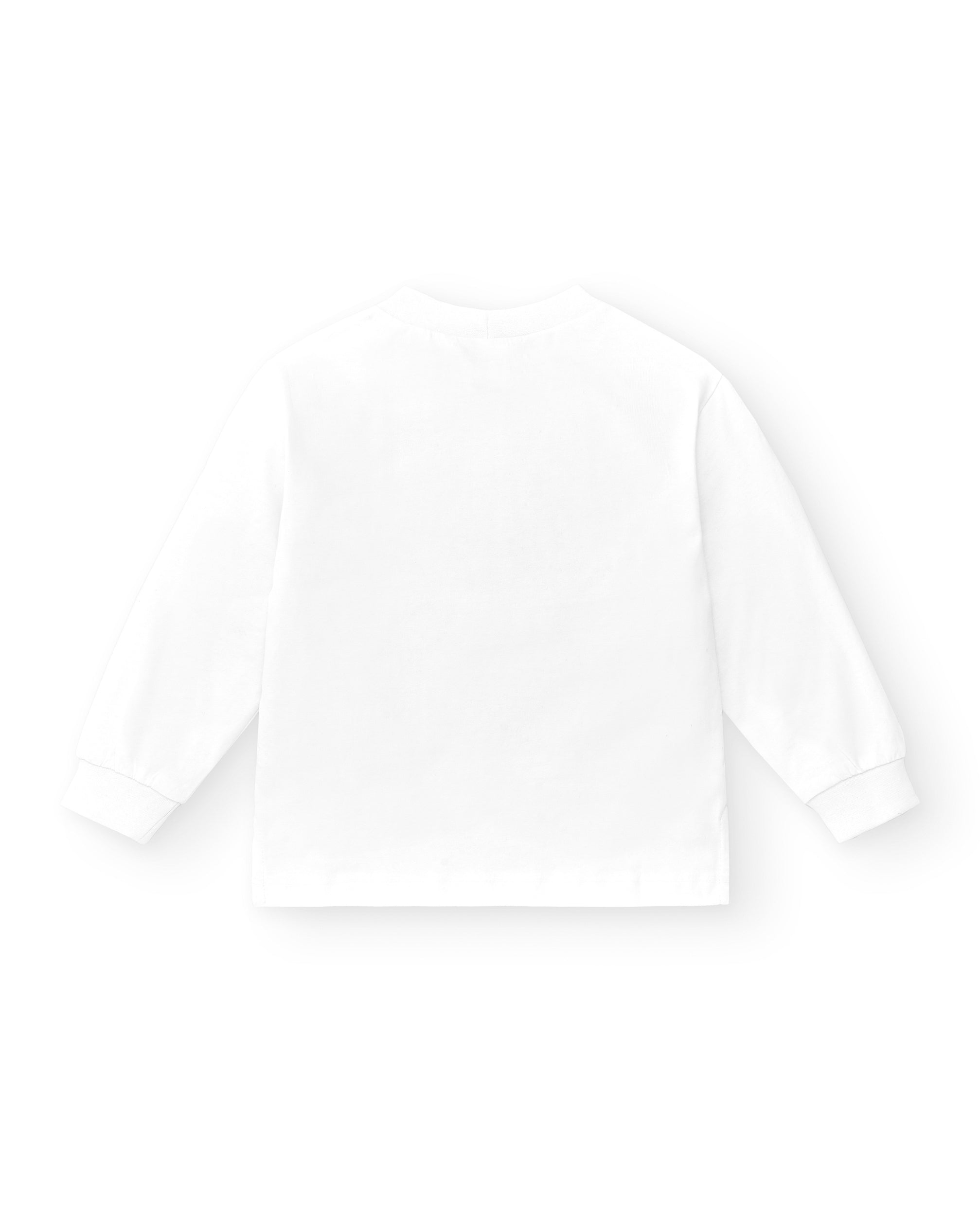 Camiseta algodón manga larga de niño cuello alto blanca