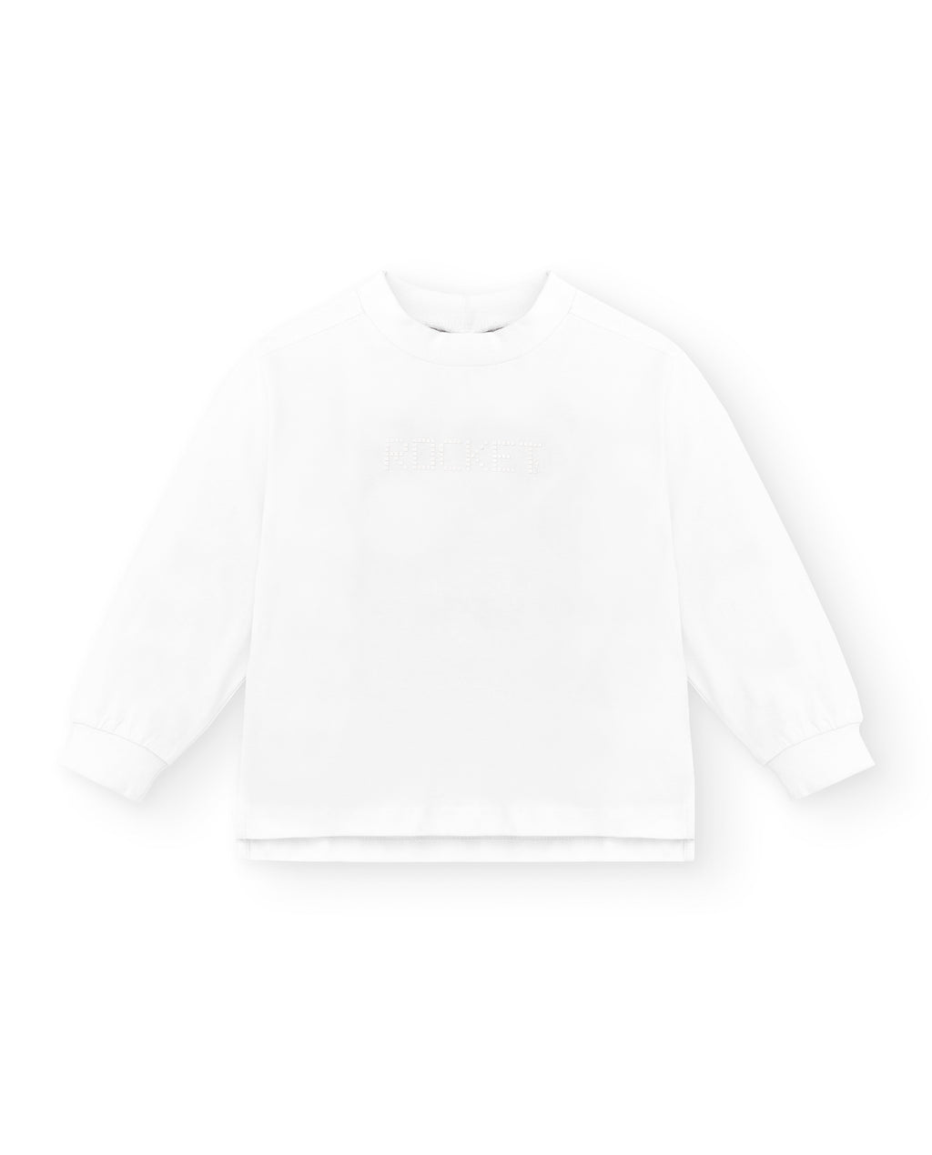 Camiseta algodón manga larga de niño cuello alto blanca