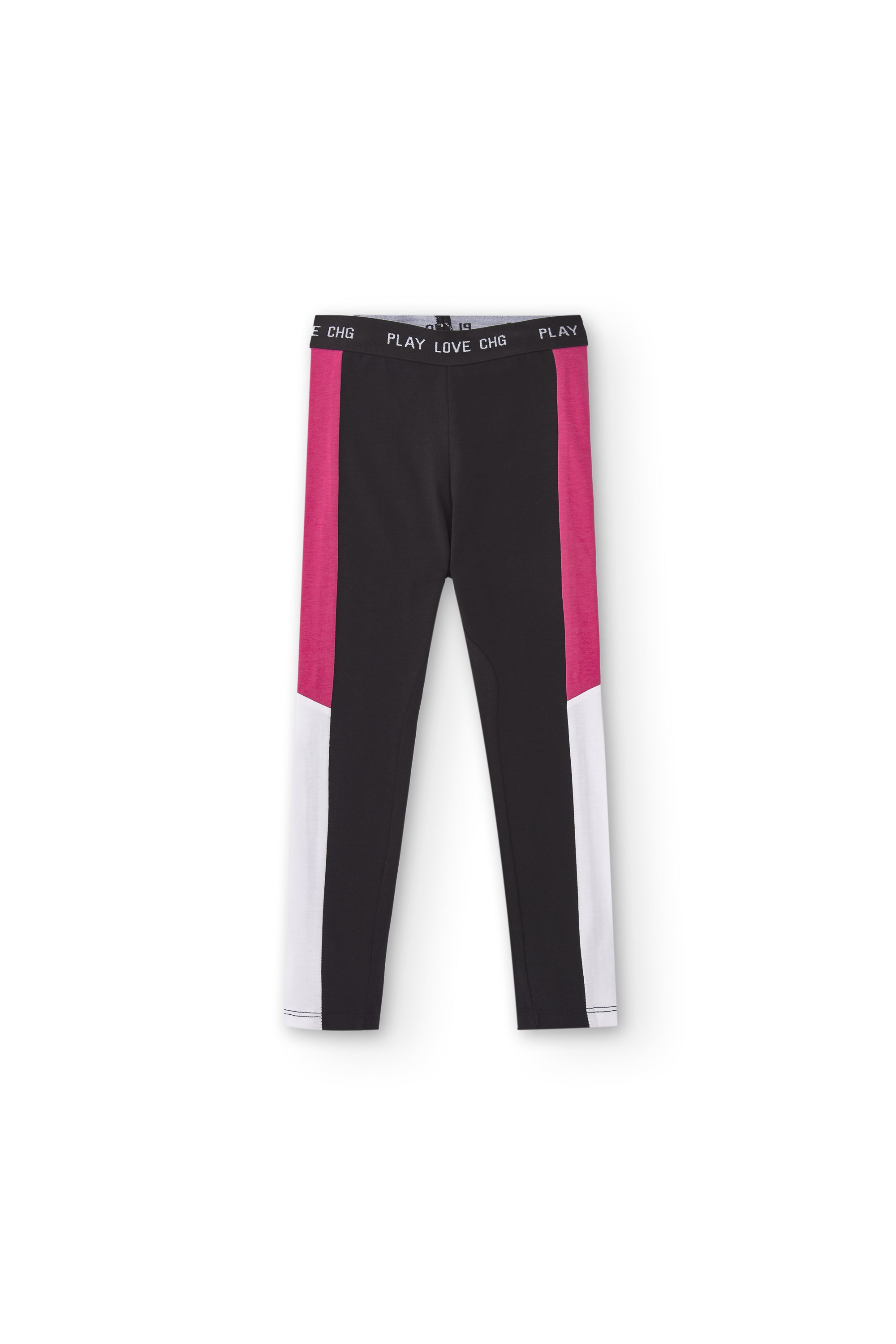 vista frontal de legging negro para niña, ajuste cómodo