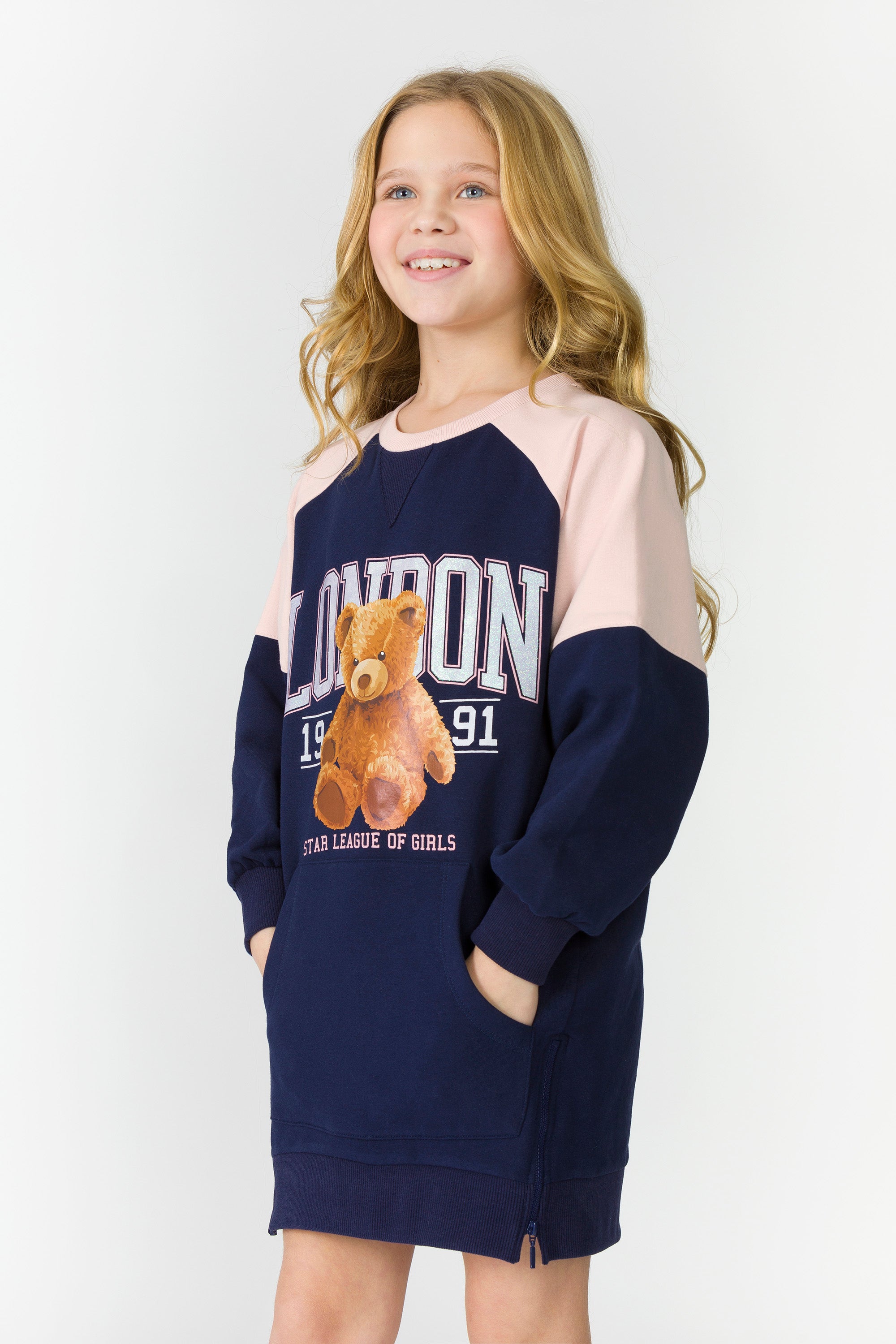 Vestido con oso de niña azul marino London