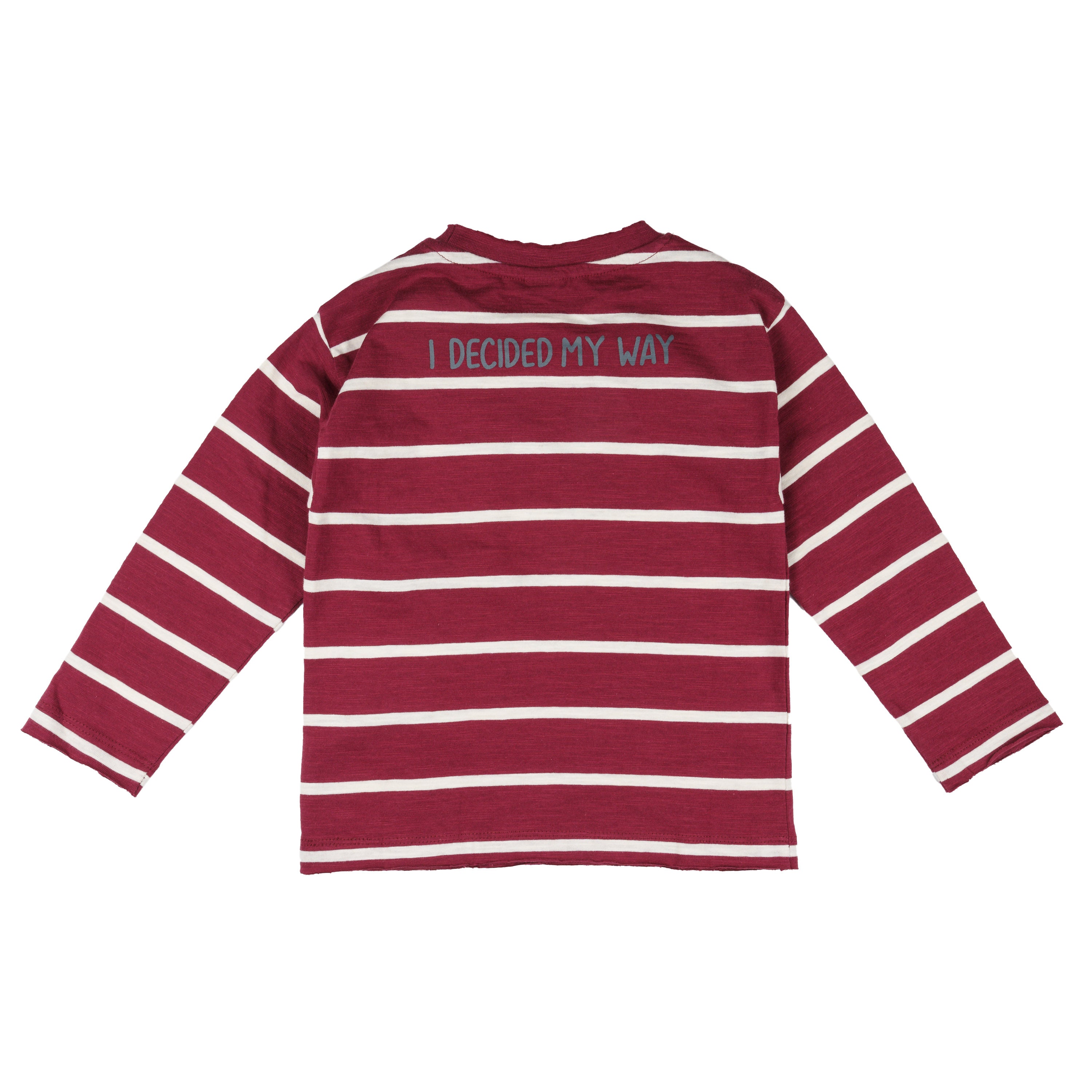 Camiseta manga larga de niño a rayas bolsillo