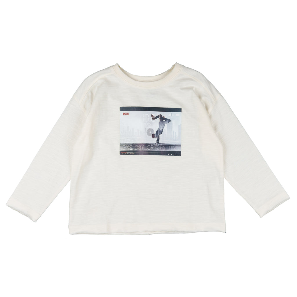 Camiseta manga larga de niño blanca de algón orgánico