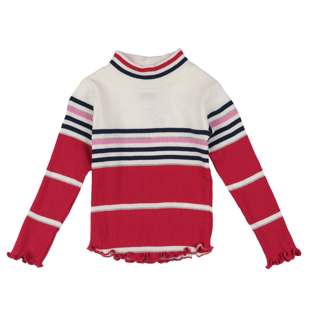 Camiseta manga larga de niña rayas multicolor