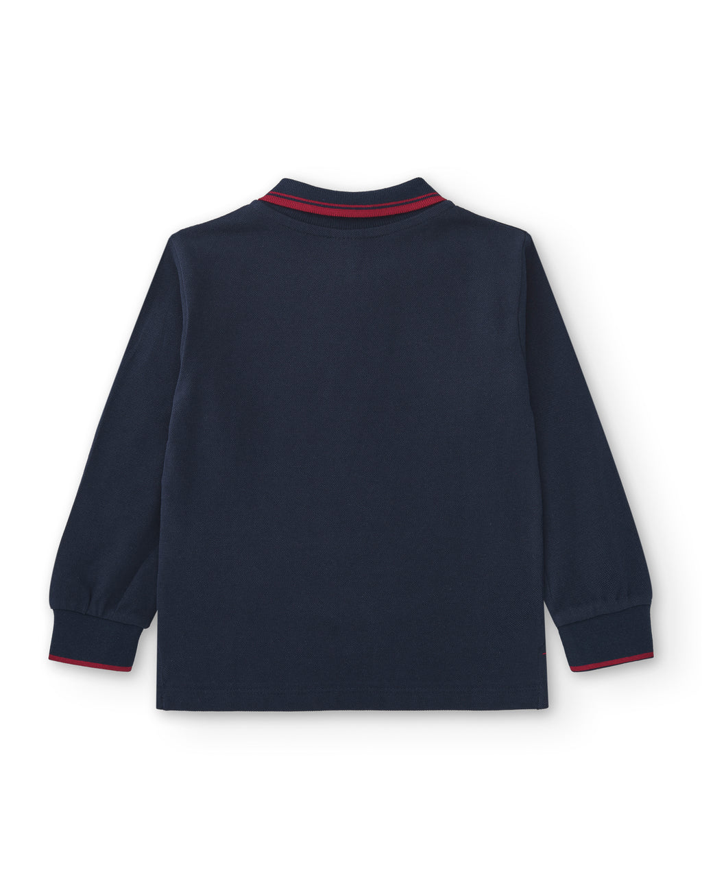 Polo manga larga de niño marino detalle cuello