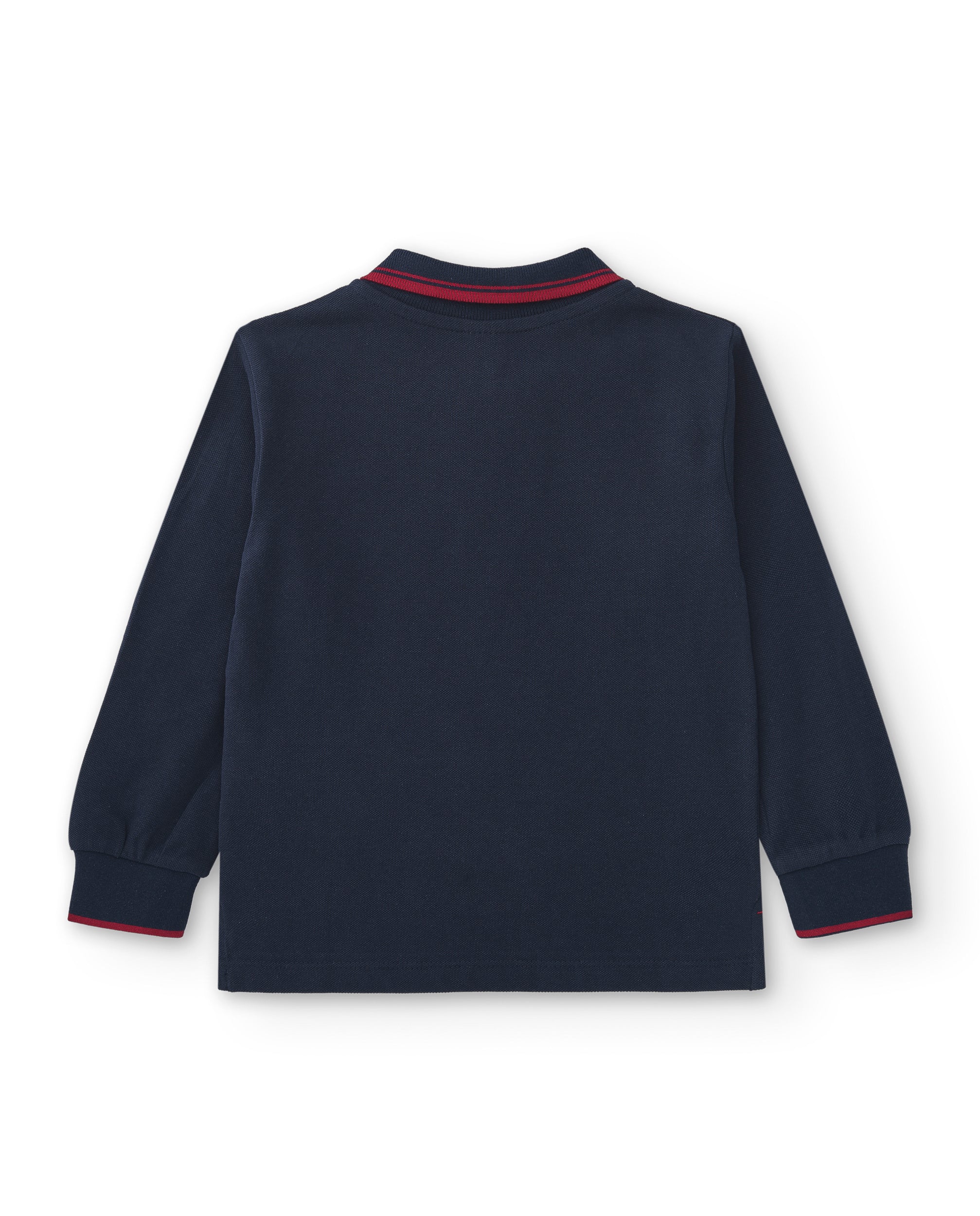 Polo manga larga de niño marino detalle cuello