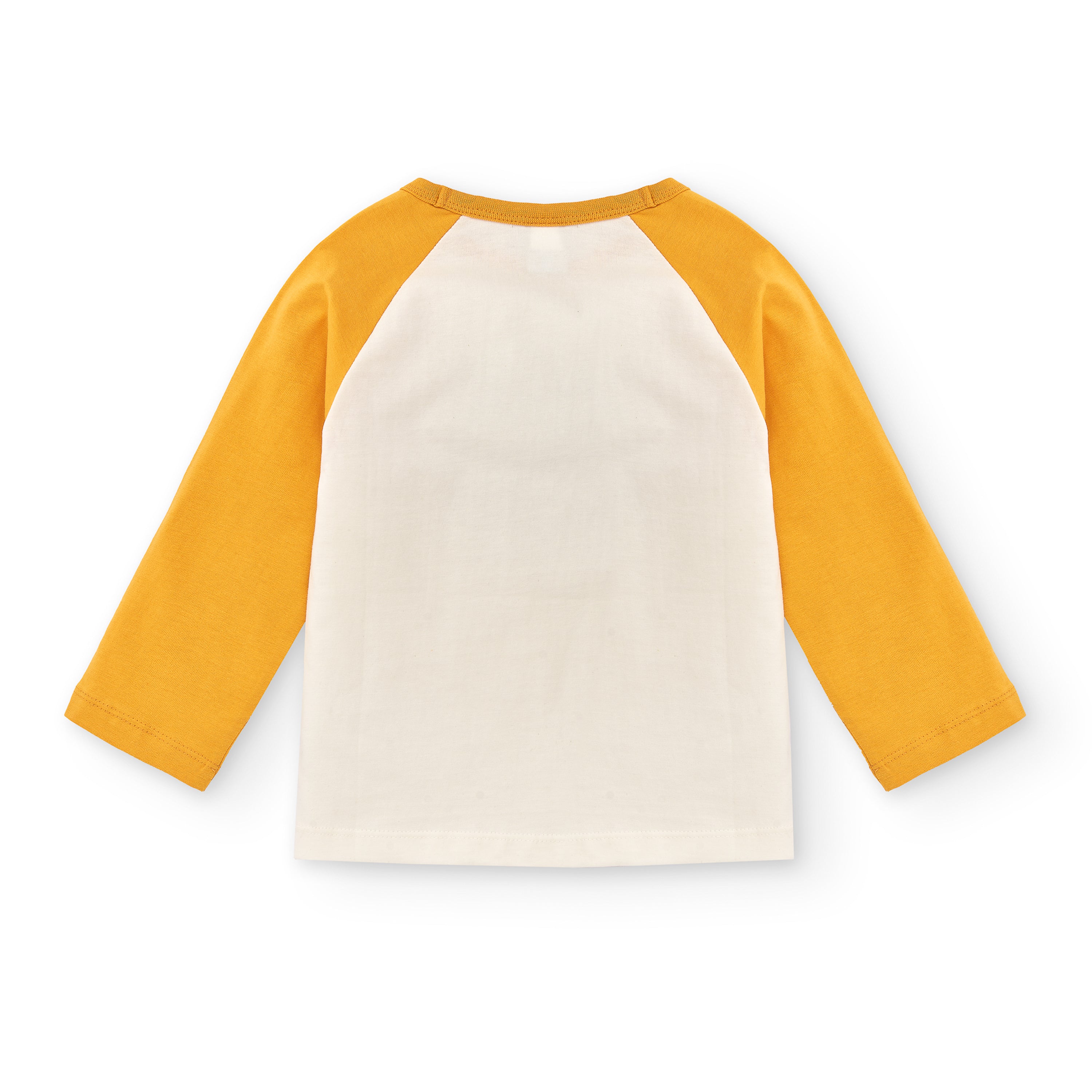 Camiseta manga larga niño estampada mostaza