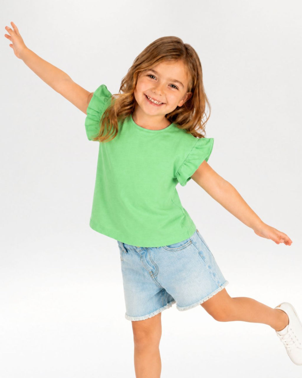 Camiseta bebé niña verde volantes