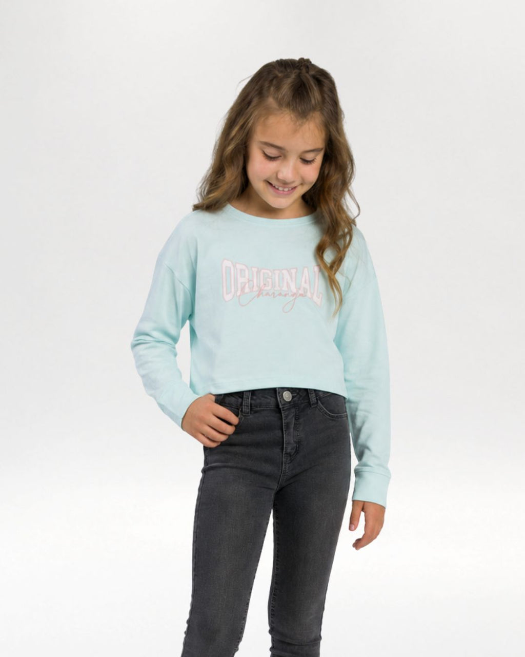 Camiseta niña aguamarina manga larga
