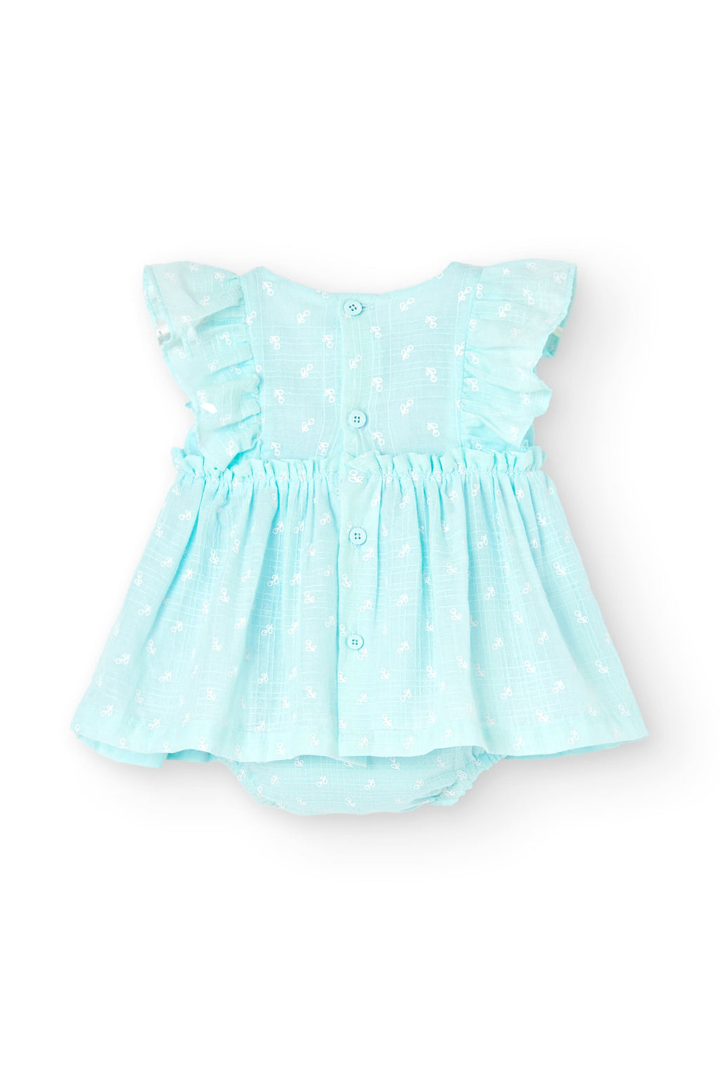Vestido de recién nacida aguamarina con braguita