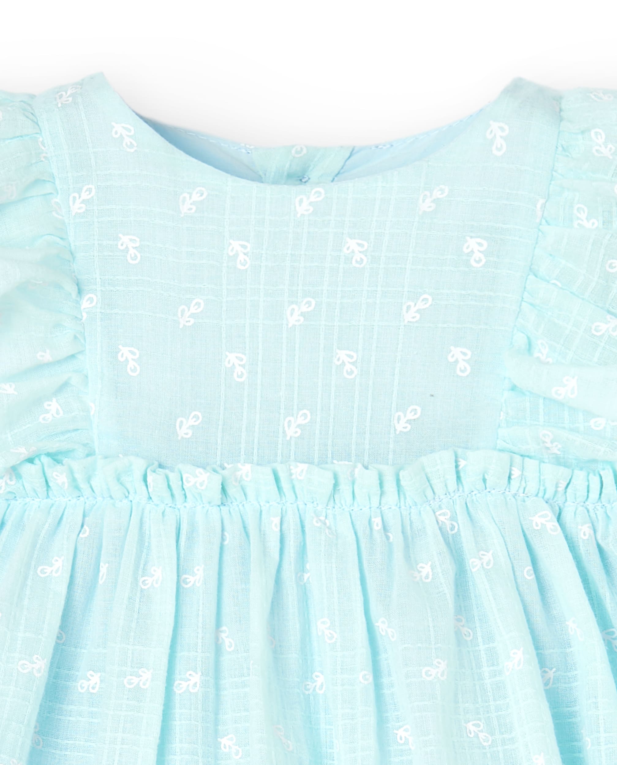 Vestido de recién nacida aguamarina con braguita