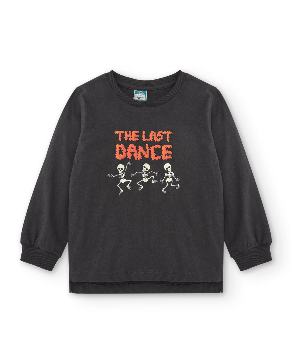 Camiseta manga larga de niño antracita esqueletos