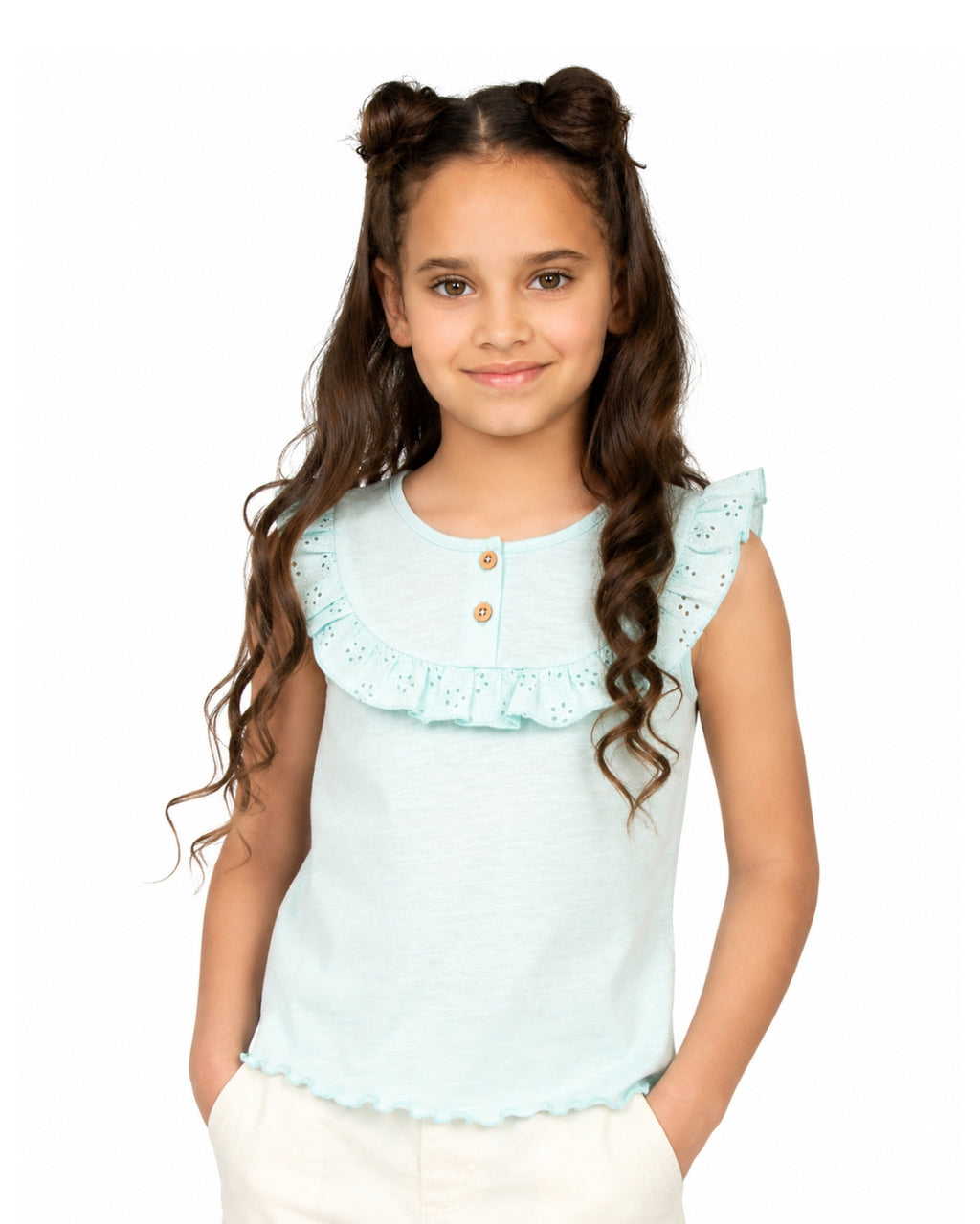 Camiseta de niña aguamarina