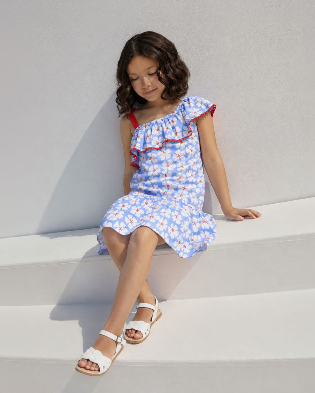 Vestido niña azul flores