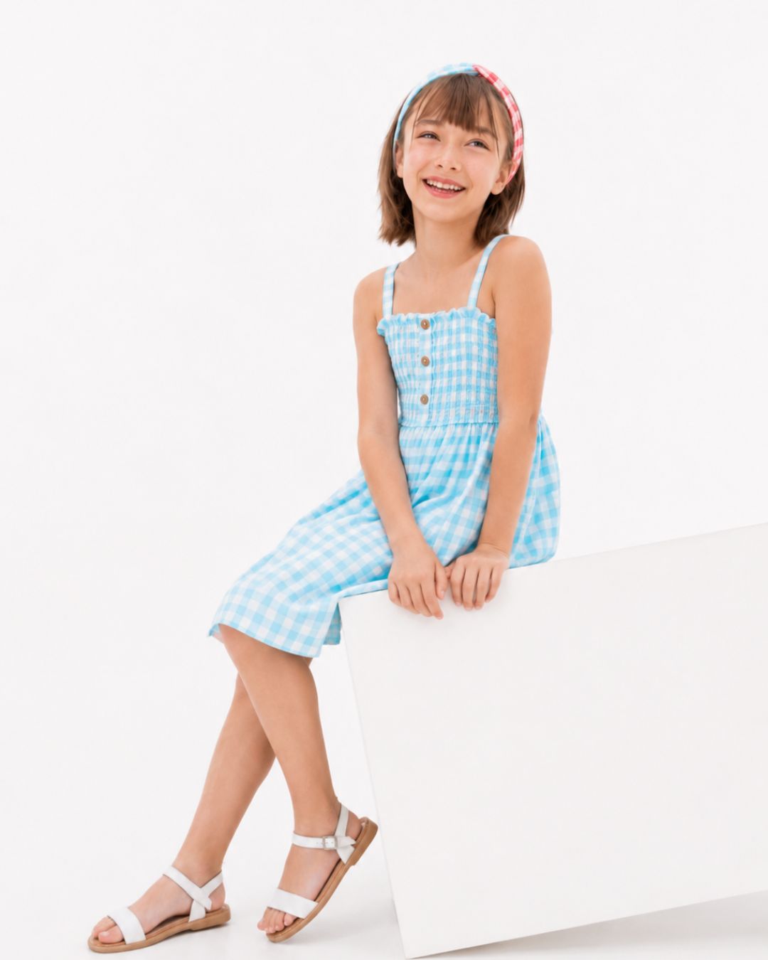 Vestido niña vichy con diadema