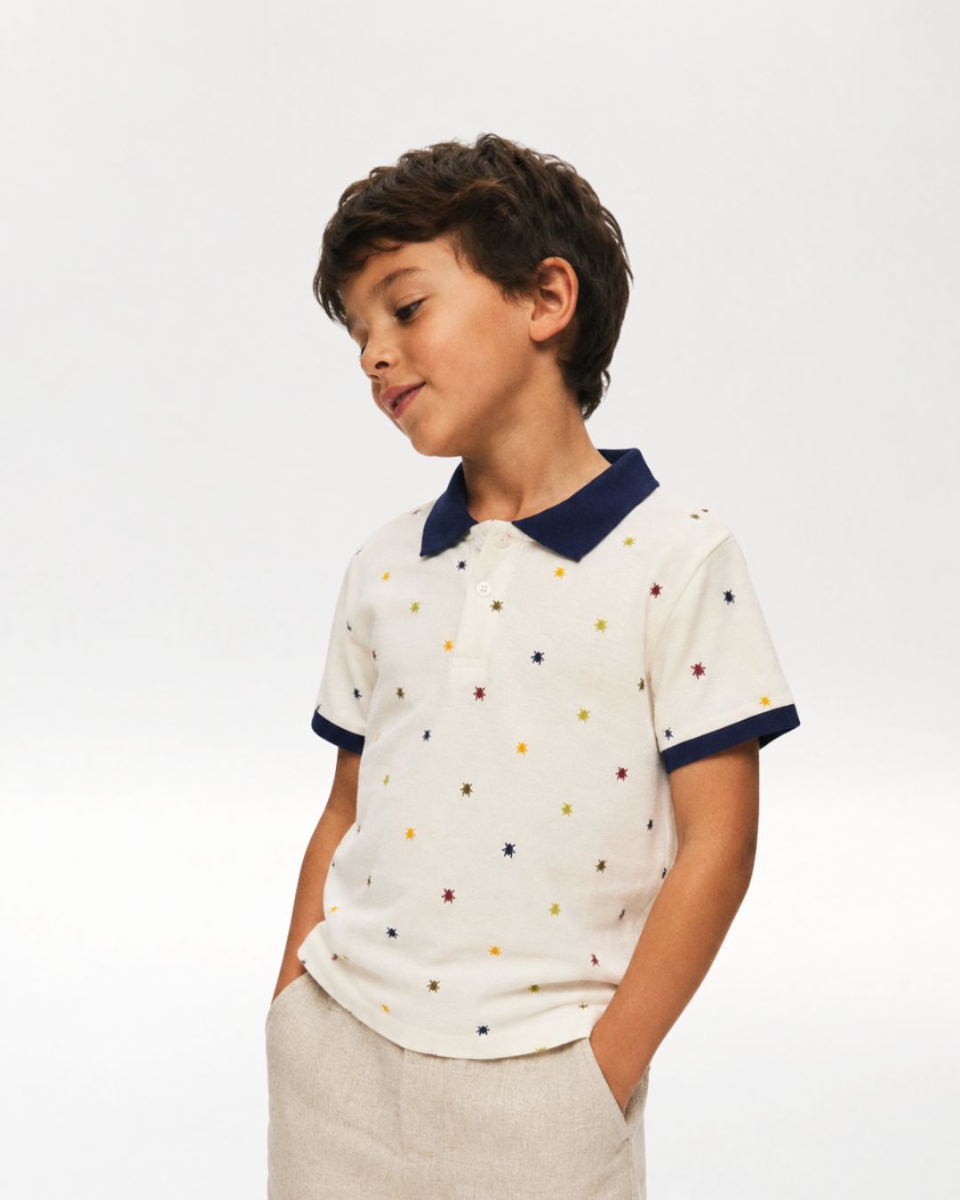 Printed boy's polo shirt