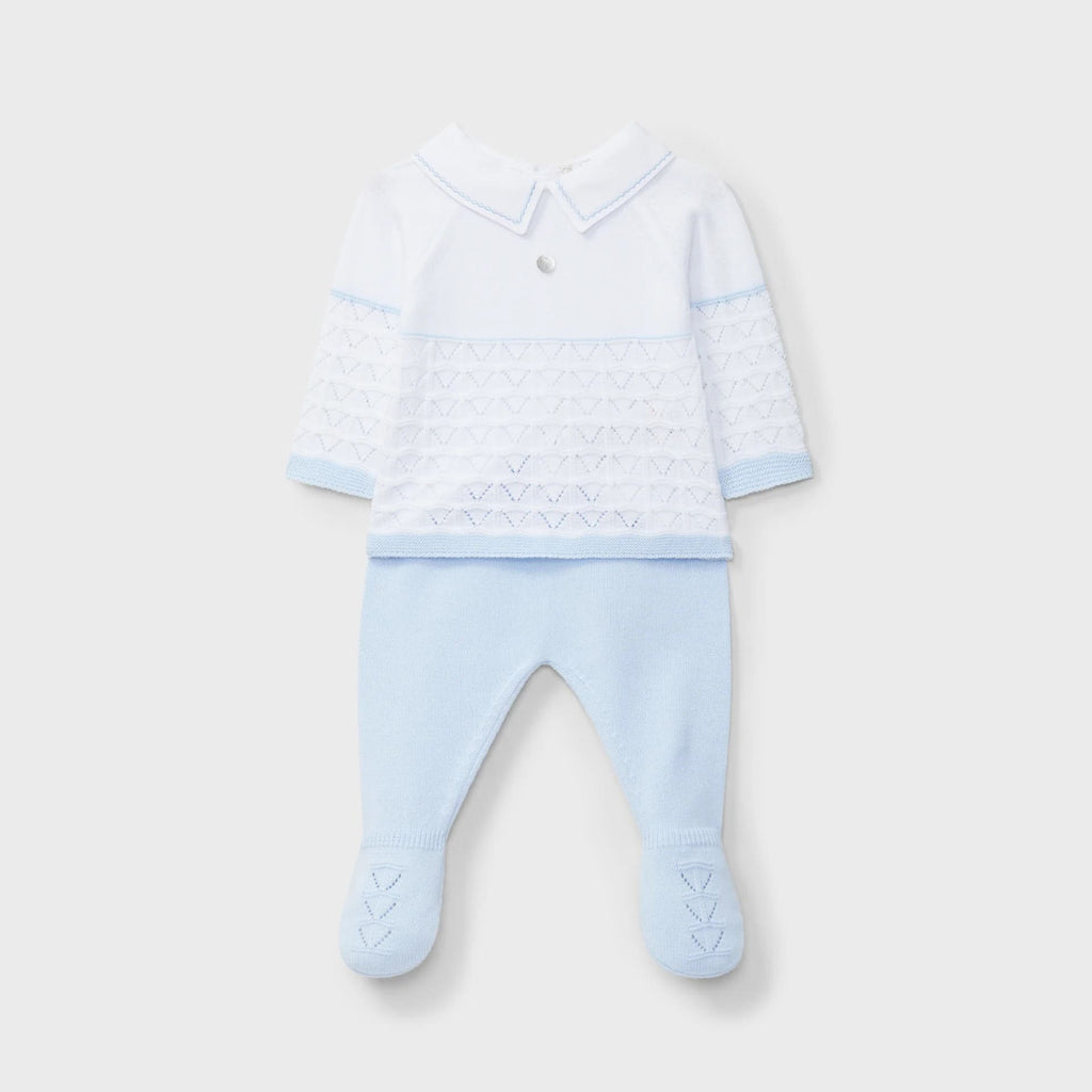 Conjunto bicolor camiseta y pantalón tricot azul recien nacido  | Dr. Kid by Charanga