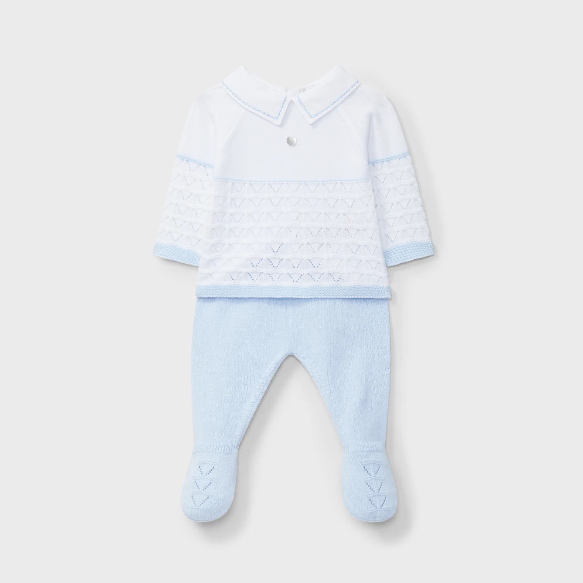 Conjunto bicolor camiseta y pantalón tricot azul recien nacido  | Dr. Kid by Charanga